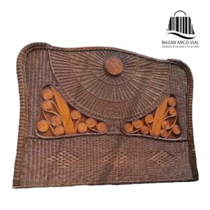 Cabecera Matrimonial de madera con mimbre